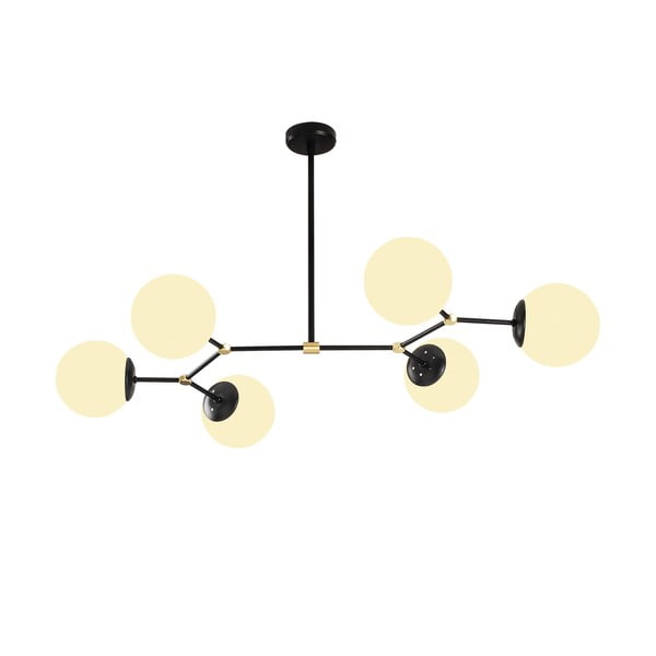 Černobílé závěsné svítidlo se skleněným stínidlem Damar – Opviq lights-image-3