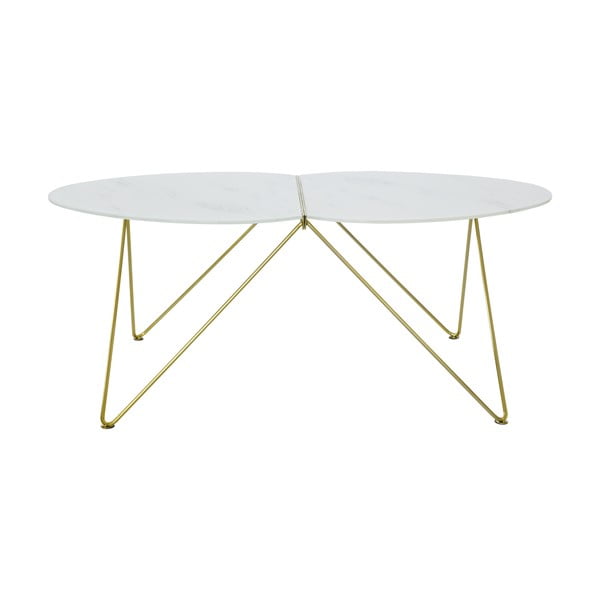 Konferenční stolek s dekorem mramoru a podnožím ve zlaté barvě RGE Ant, délka 116 cm