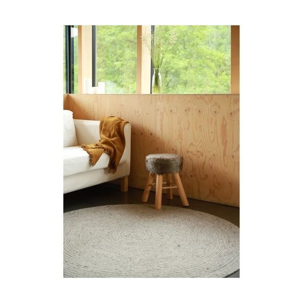 Šedý ručně vyrobený koberec ze směsi vlny a bavlny Nattiot Neethu, ø 140 cm-image-4