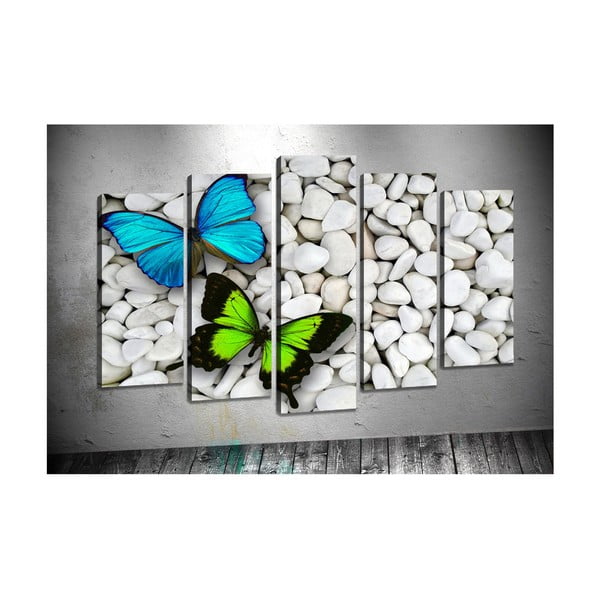 Sada 5 obrazů Tablo Center Two Butterflies