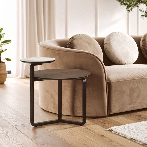 Hnědý kulatý konferenční stolek z eukalyptového dřeva 55x67 cm Imperia – Premier Housewares-image-2