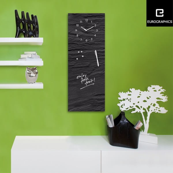 Magnetická tabule s hodinami Eurographic Black Slate, 30 x 80 cm-image-1
