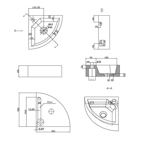 Černé kamenné umývátko 30x30 cm Blok – Sapho-image-3