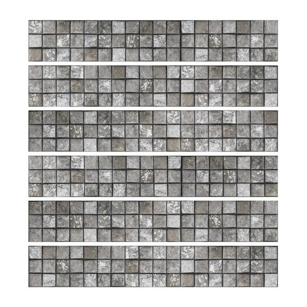 Sada 6 nástěnných samolepek Ambiance Stickers Friezes Tiles Stone, 5 x 30 cm