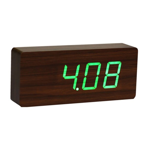 Tmavě hnědý budík se zeleným LED displejem Gingko Slab Click Clock-image-2