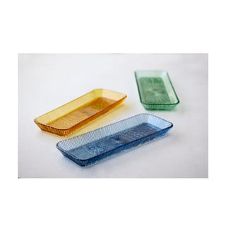 Zelený skleněný servírovací talíř 14x38 cm Kusintha – Bitz