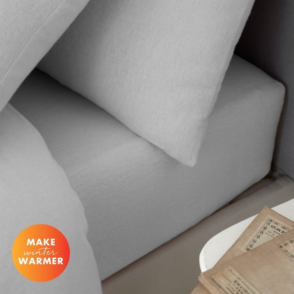 Šedé bavlněné prostěradlo 90x190 cm – Catherine Lansfield-image-4