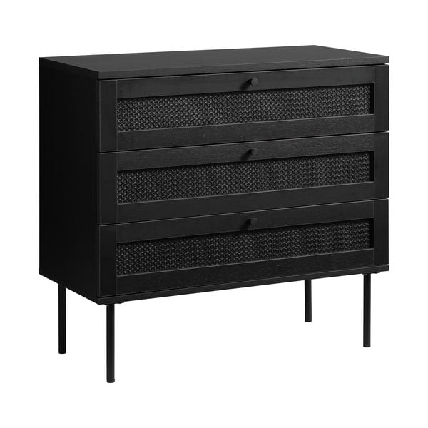 Černá nízká komoda v dekoru dubu 80x75 cm Pensacola – Unique Furniture-image-2