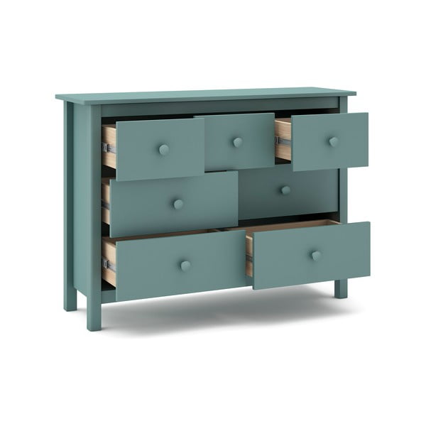 Nízká dětská komoda z borovicového dřeva v petrolejové barvě 110x80 cm Max – Marckeric-image-3