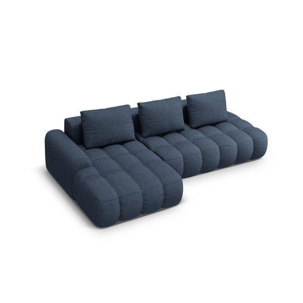 Tmavě modrá rozkládací/s úložným prostorem rohová pohovka (levý roh/s lenoškou) Linz – Cosmopolitan Design-image-3