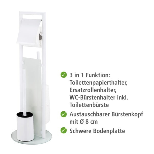 Bílý stojan na toaletní papír se štětkou z nerezové oceli Ravina – Wenko-image-2
