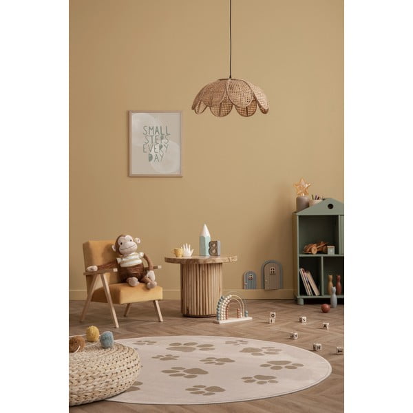 Béžový dětský koberec ø100 cm Paws Light Beige – FD-image-1