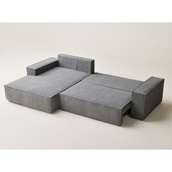 Šedá žinylková rozkládací/s úložným prostorem rohová pohovka (levý roh/s lenoškou) Maze – Maison de Rêve-image-4