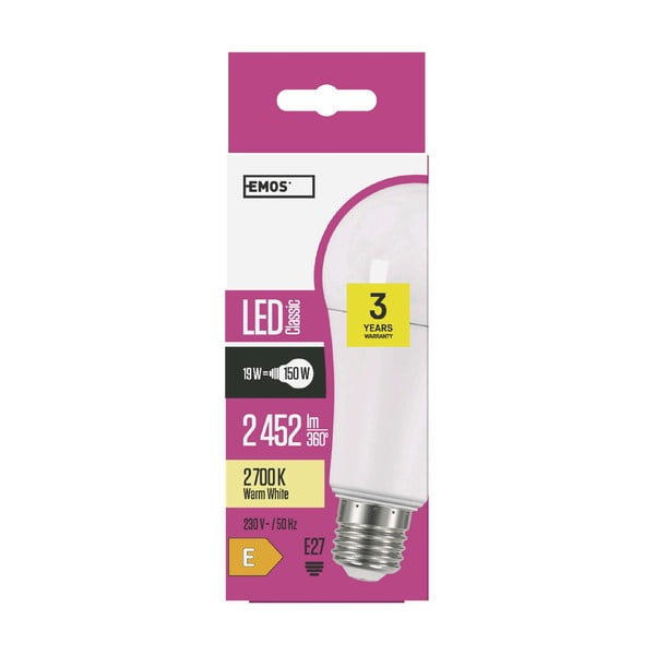 Teplá bílá LED žárovka E27, 19 W – EMOS-image-1