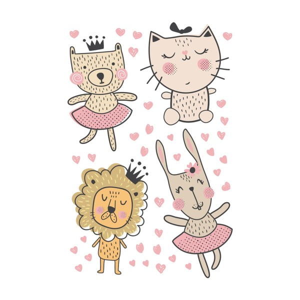 Sada nástěnných dětských samolepek Ambiance Scandinavian Animals with Hearts-image-2