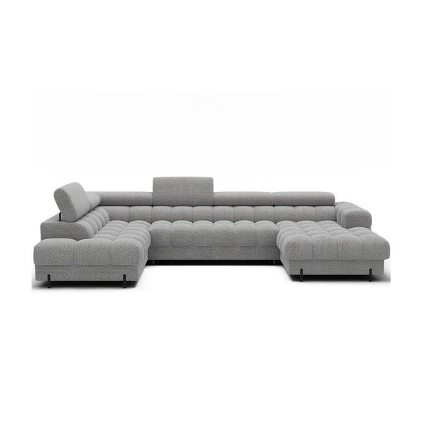 Šedá rozkládací rohová pohovka z textilie bouclé (levý roh/do "U") Feraria – ELTAP