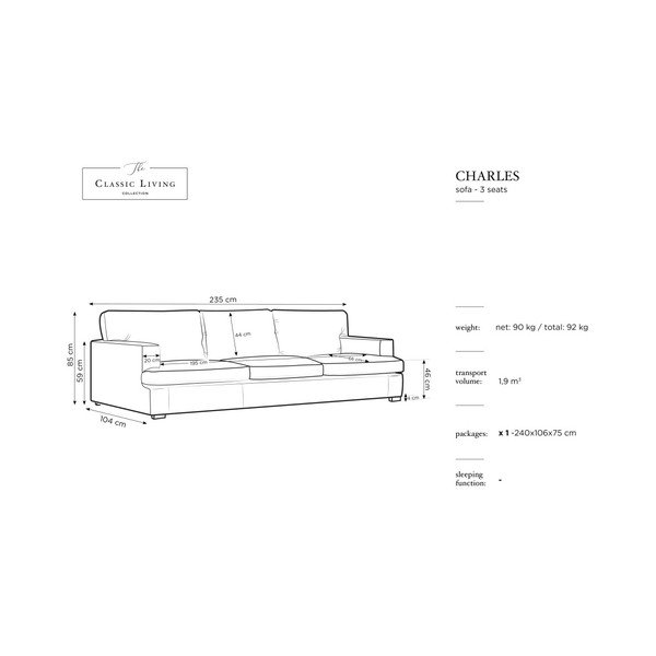 Modrá pohovka Windsor & Co Sofas Daphne, 235 cm-image-2