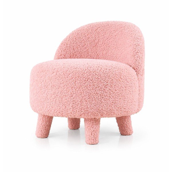 Světle růžové dětské křesílko z textilie bouclé Moouv – Artie