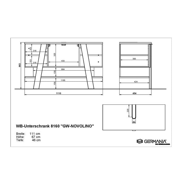 Bílá skříňka pod umyvadlo v dekoru dubu 111x67 cm Novolino - Germania-image-4