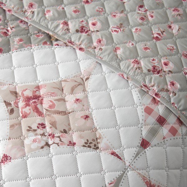 Zelený prošívaný přehoz 220x230 cm Pinsonic Patchwork – Catherine Lansfield-image-2
