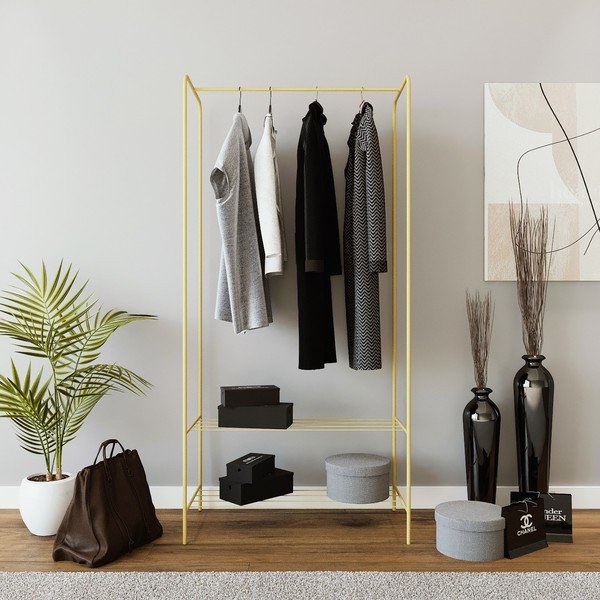 Kovový stojan na oblečení ve zlaté barvě Frankenthal – Kalune Design-image-2