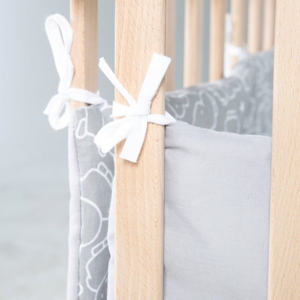 Bílý/šedý mantinel do postýlky s příměsí bavlny 96 cm Miffy – Roba-image-3