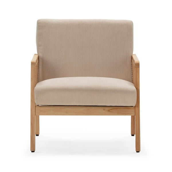 Béžové manšestrové křeslo s výpletem Debra – Marckeric-image-2