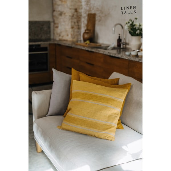 Lněný povlak na polštář 40x40 cm Amber Bronze Stripes – Linen Tales-image-3