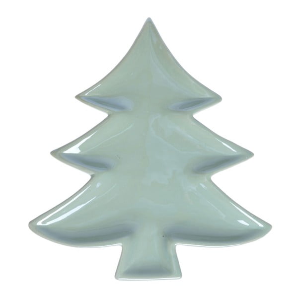 Zelený keramický talíř Ewax Christmas Tree, délka 24 cm