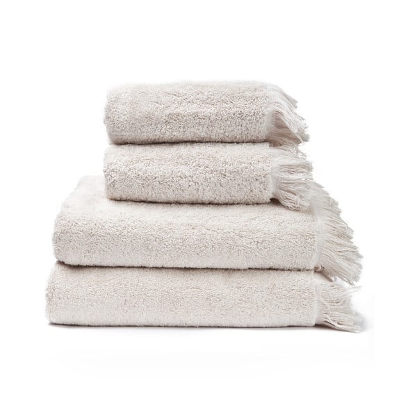 Sada 2 krémových ručníků a 2 osušek ze 100% bavlny Bonami Selection, 50 x 90 + 70 x 140 cm