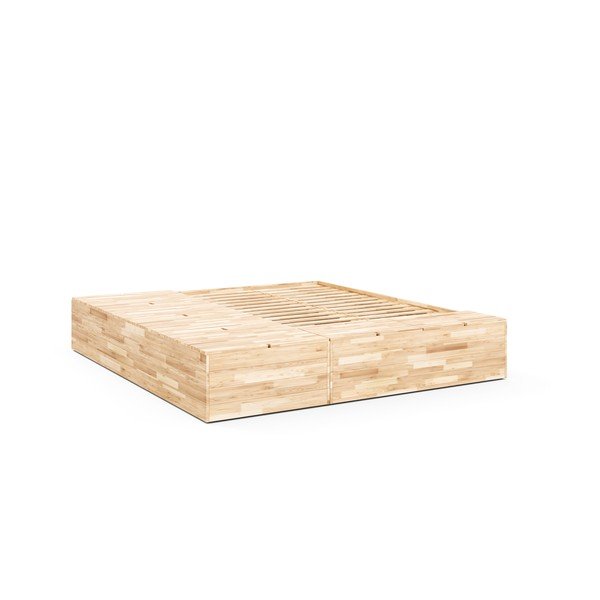 Dvoulůžková postel z borovicového dřeva s úložným prostorem s roštem v přírodní barvě 160x200 cm Basement Bed – Karup Design