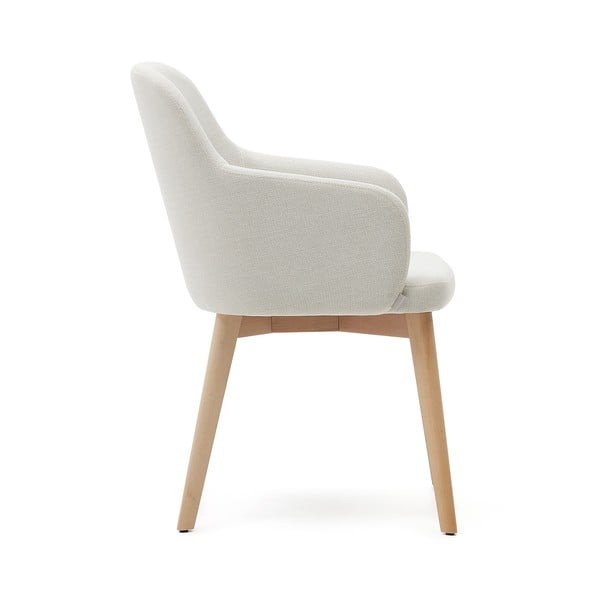 Krémové čalouněné jídelní křeslo s područkami Nelida – Kave Home-image-3