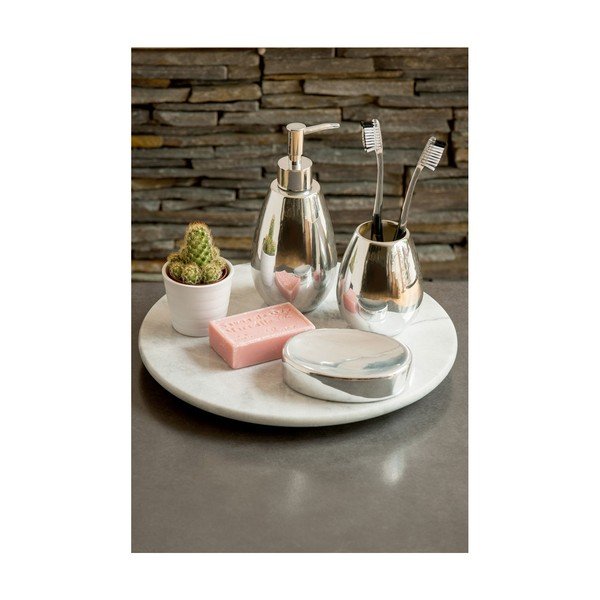 Kelímek na zubní kartáčky stříbrné barvy z dolomitu Premier Housewares Magpi, 320 ml-image-1