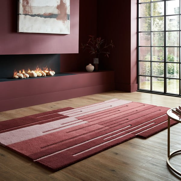 Vínový ručně tkaný vlněný koberec 200x290 cm Split Ombre Shaped – Flair Rugs-image-1