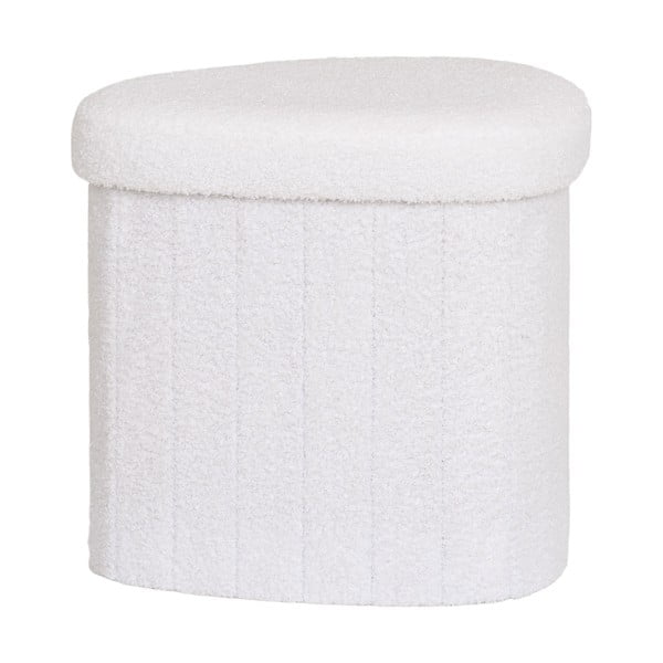 Bílý taburet z textilie bouclé Medford – House Nordic-image-3