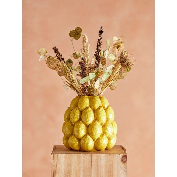 Žlutá ručně malovaná váza z kameniny (výška 22 cm) Limone – Bloomingville-image-1