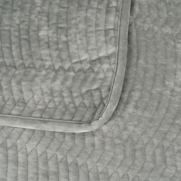 Šedozelený sametový prošívaný přehoz 180x260 cm – Ixia-image-1