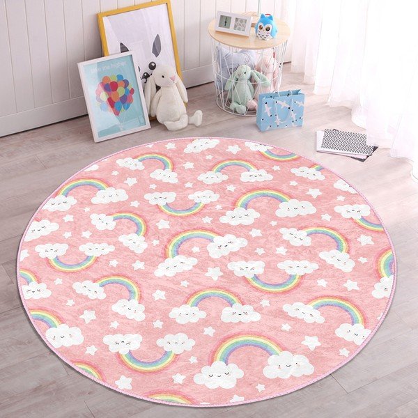 Růžový dětský koberec ø 120 cm Comfort – Mila Home-image-4