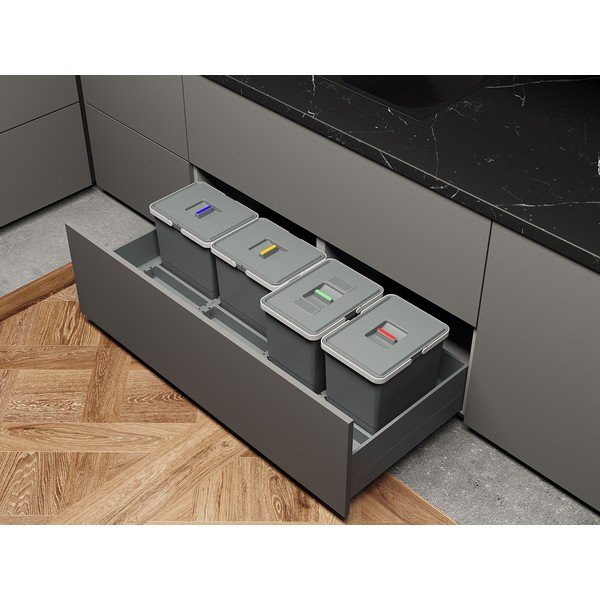 Plastový odpadkový koš na tříděný odpad/vestavěný 15 + 15 l Metropolis - Elletipi-image-1