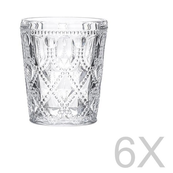 Sada 6 skleněných transparentních sklenic InArt Glamour Beverage, výška 10,5 cm