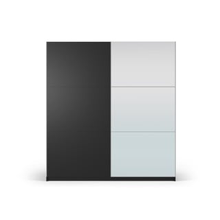 Černá šatní skříň se zrcadlem a s posuvnými dveřmi 200x215 cm Lisburn - Cosmopolitan Design
