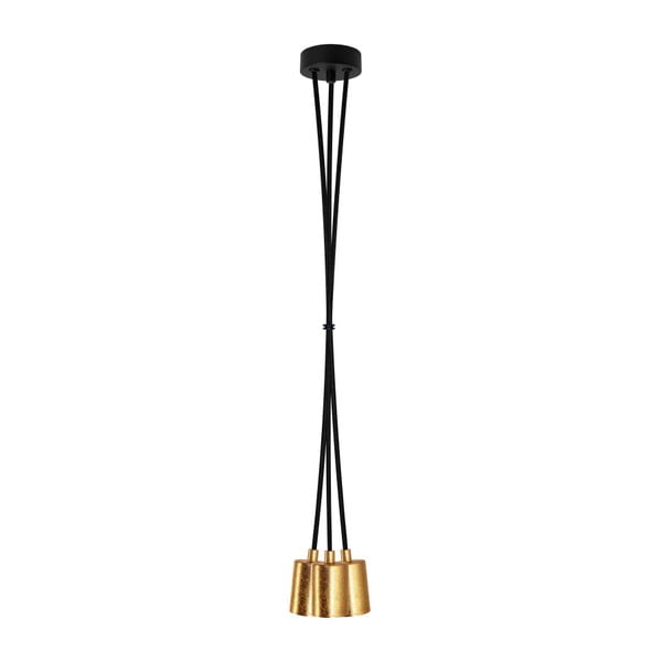 Černé závěsné svítidlo se 3 kabely a objímkami ve zlaté barvě Bulb Attack Cero
