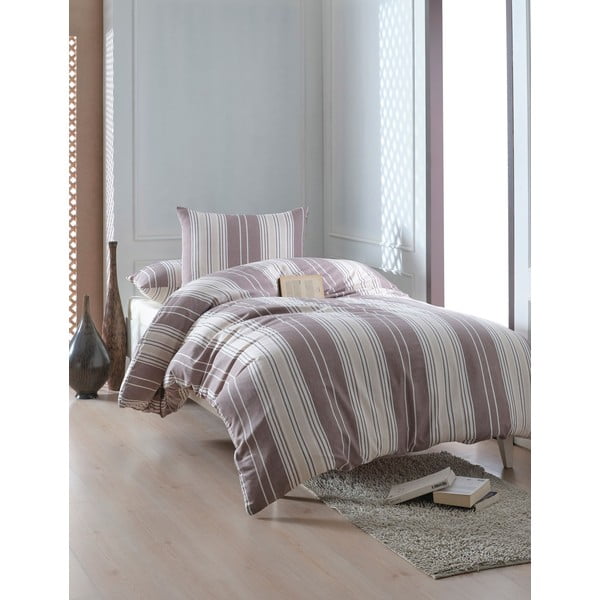 Hnědo-béžové povlečení na jednolůžko 140x200 cm Lima – Mijolnir