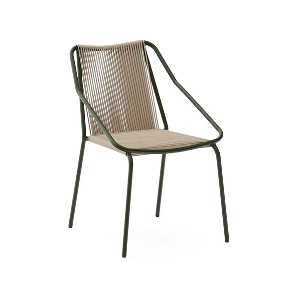 Tmavě zelená/béžová kovová zahradní židle Zivia – Kave Home
