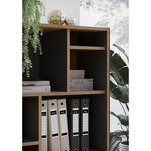 Knihovna v dekoru dubu v antracitovo-přírodní barvě 75x120x40 cm Podium – Germania-image-4