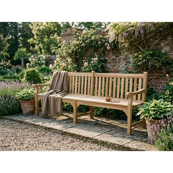 Dřevěná zahradní lavice v přírodní barvě Madura – Garden Pleasure-image-1