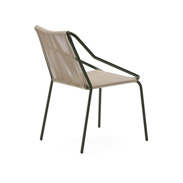 Tmavě zelená/béžová kovová zahradní židle Zivia – Kave Home-image-4