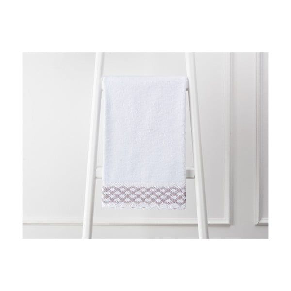 Bílý bavlněný ručník Madame Coco Violet, 50 x 76 cm