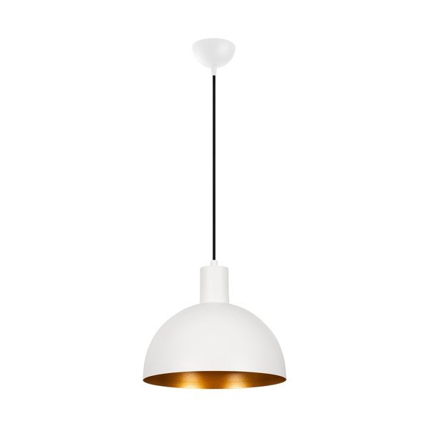 Závěsné svítidlo v bílé a zlaté barvě s kovovým stínidlem ø 30 cm Sivani – Opviq lights-image-3