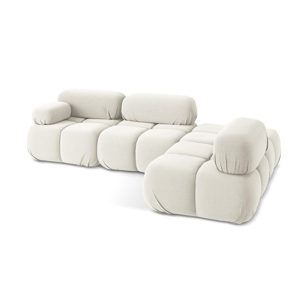 Bílá sametová modulární rohová pohovka (pravý roh) Lokua – Makamii-image-4